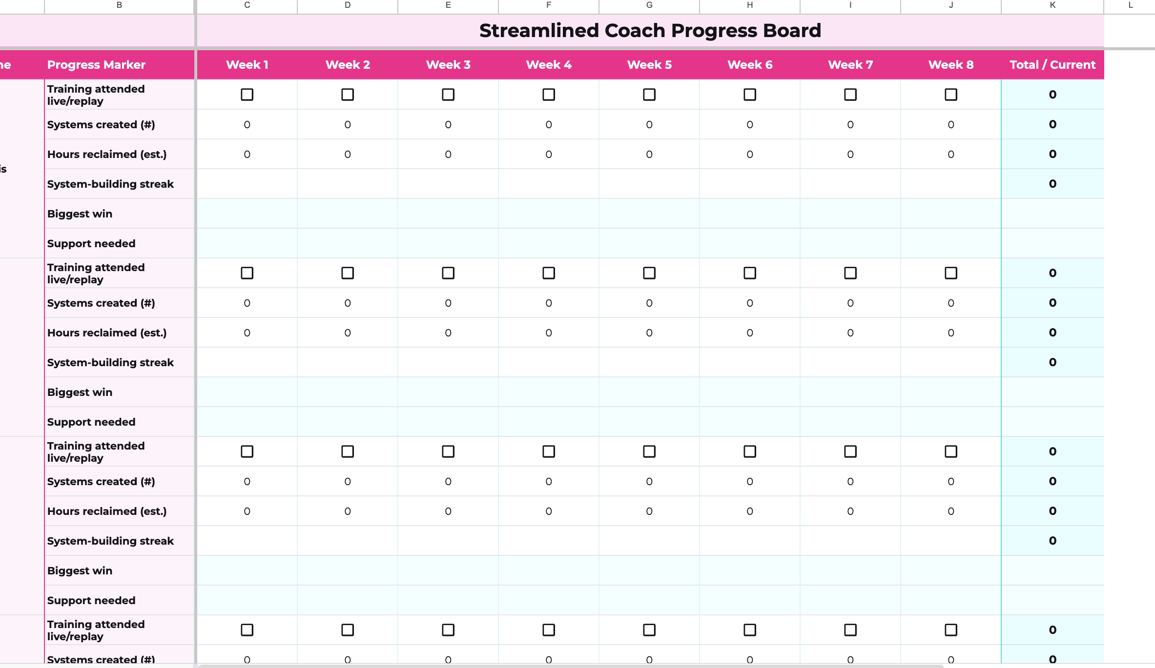 Streamlined Coach client progress dashboard preview